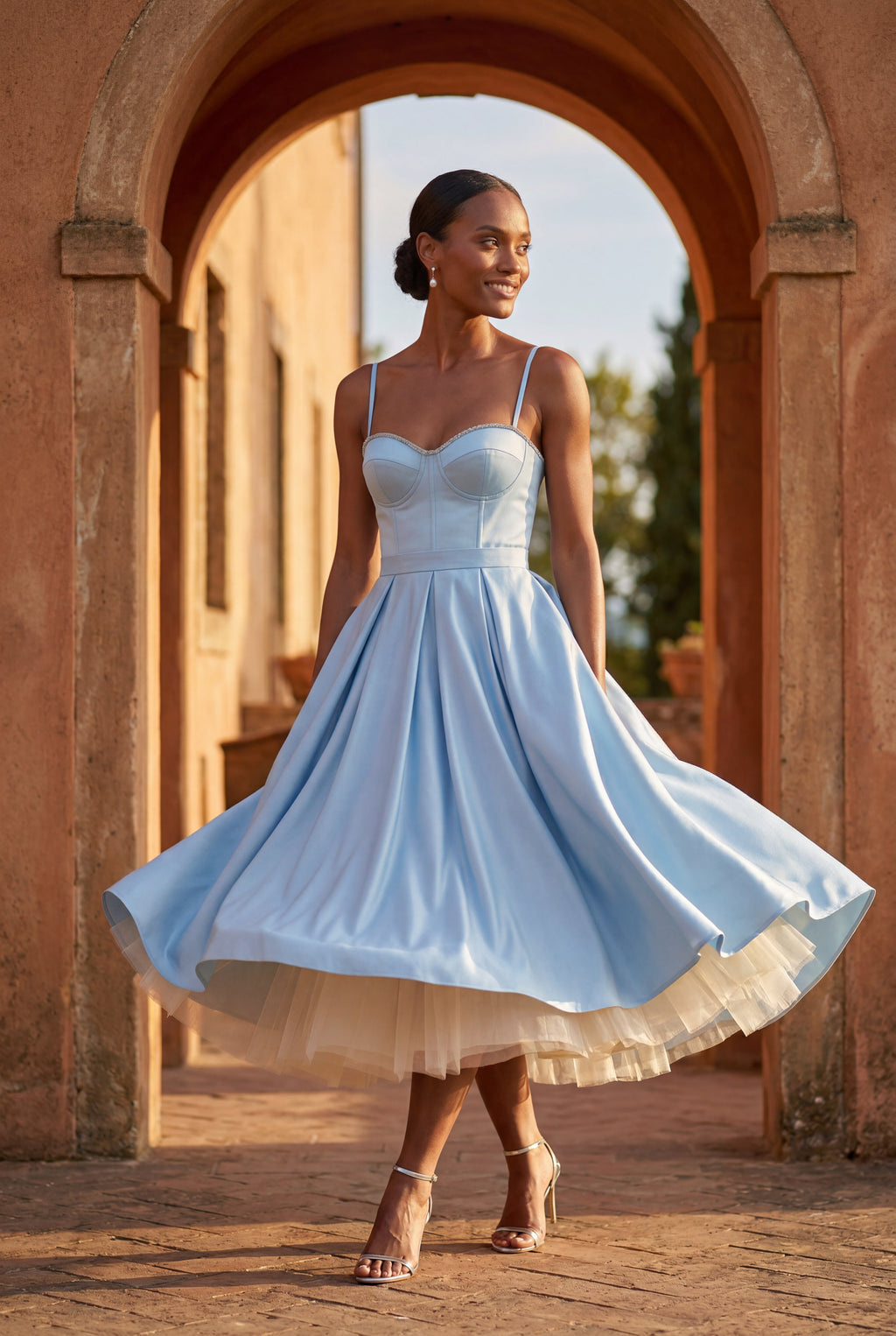 Alyssa | Sweetheart Neckline Fit and Flare Midi Cocktail Dress For Women