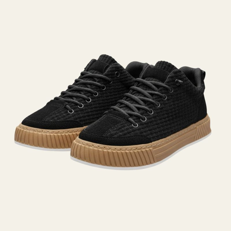 Gio | Textured Grid-pattern Low-top Sneakers with Contrast Sole