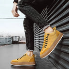 Gio | Textured Grid-pattern Low-top Sneakers with Contrast Sole