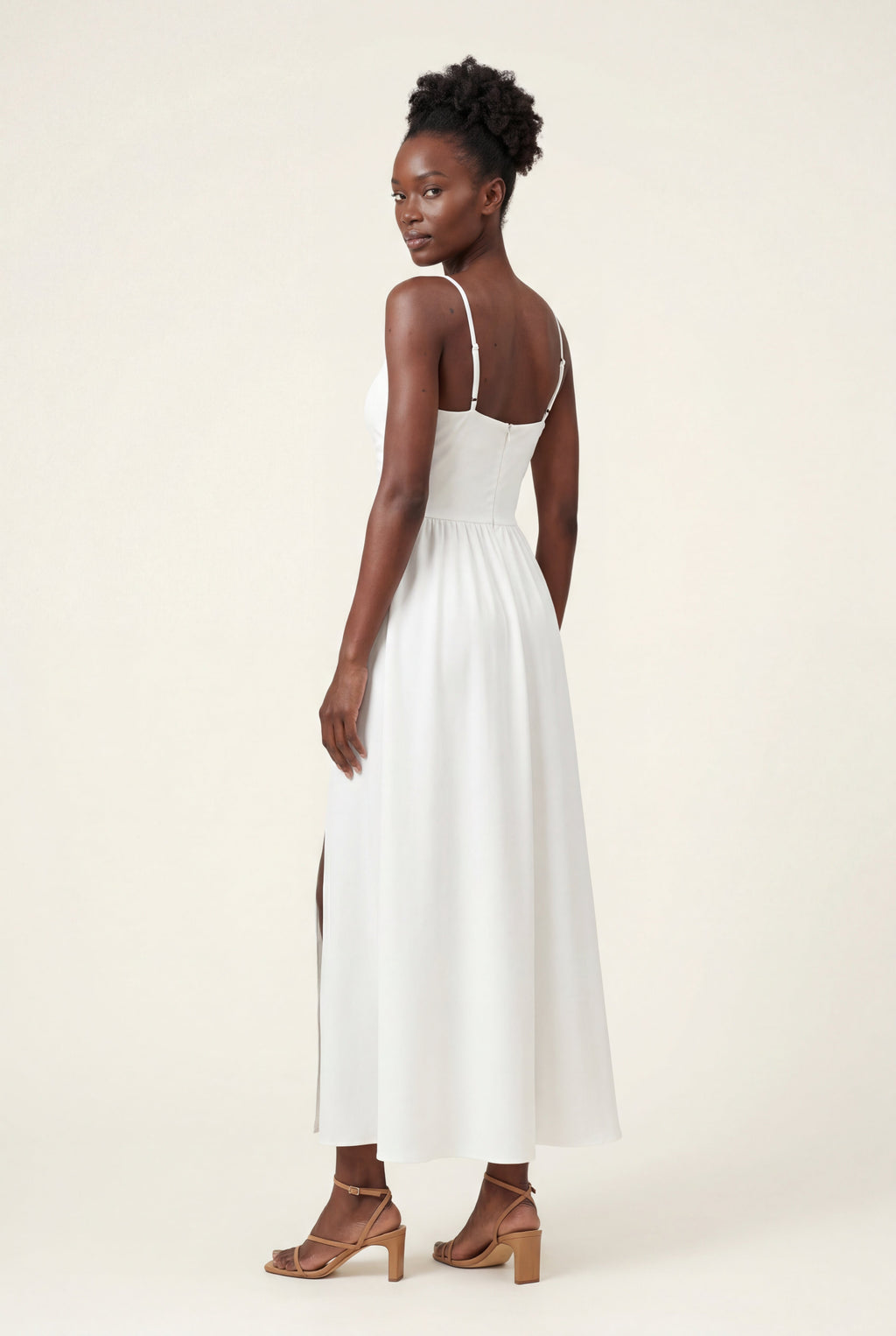Elcevi | Twist-front Cutout Midi Dress with Side Slit For Women