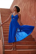 Elcevi | Twist-front Cutout Midi Dress with Side Slit For Women