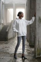 Lia | White Embossed Star Relaxed Fit Hoodie