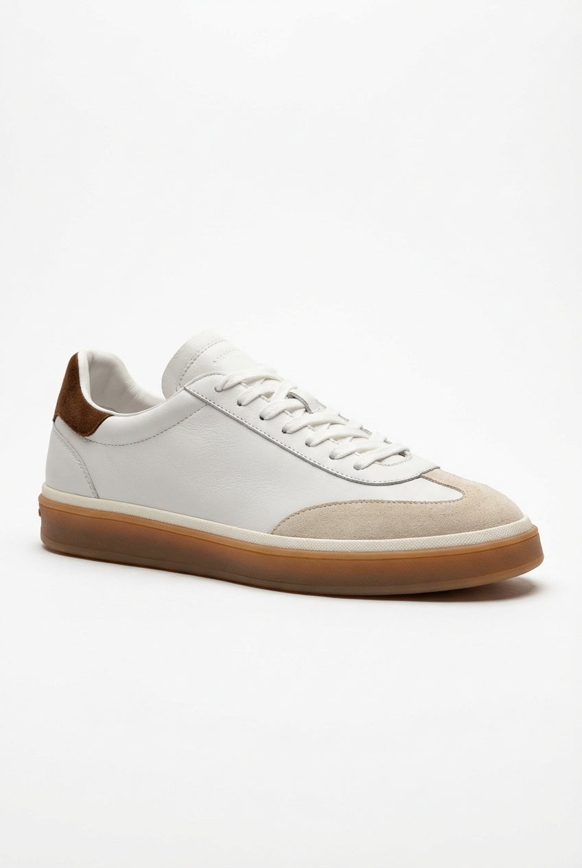 Liam | White Retro Low Top Sneakers with Accents