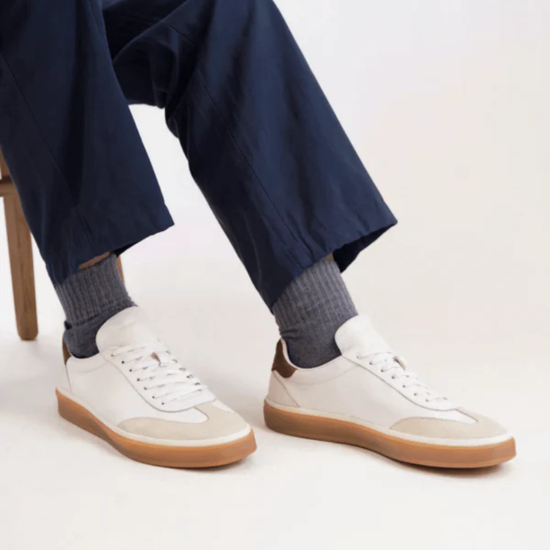 Liam | White Retro Low Top Sneakers with Accents