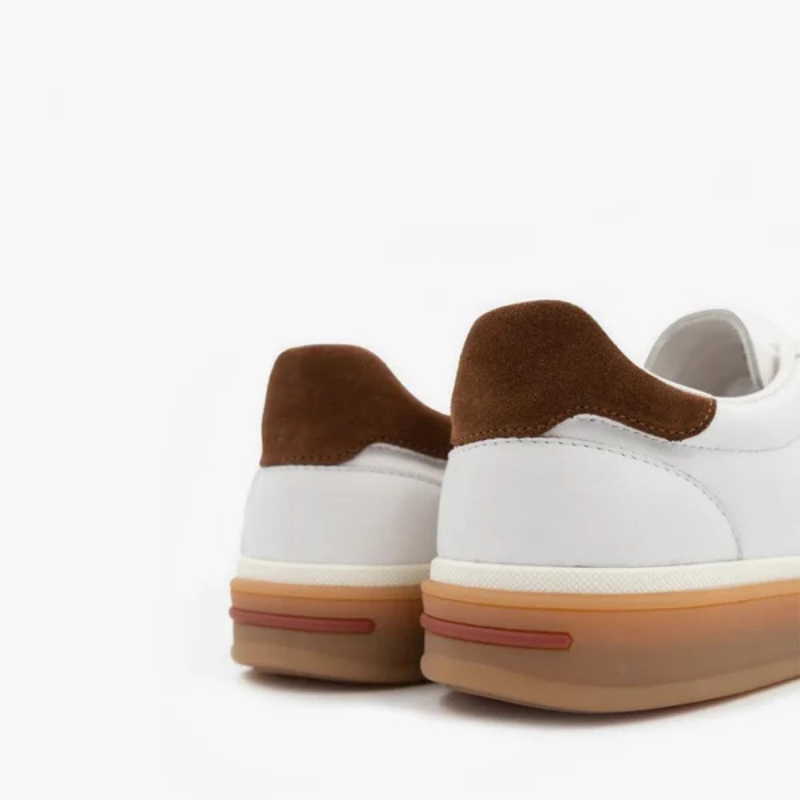 Liam | White Retro Low Top Sneakers with Accents