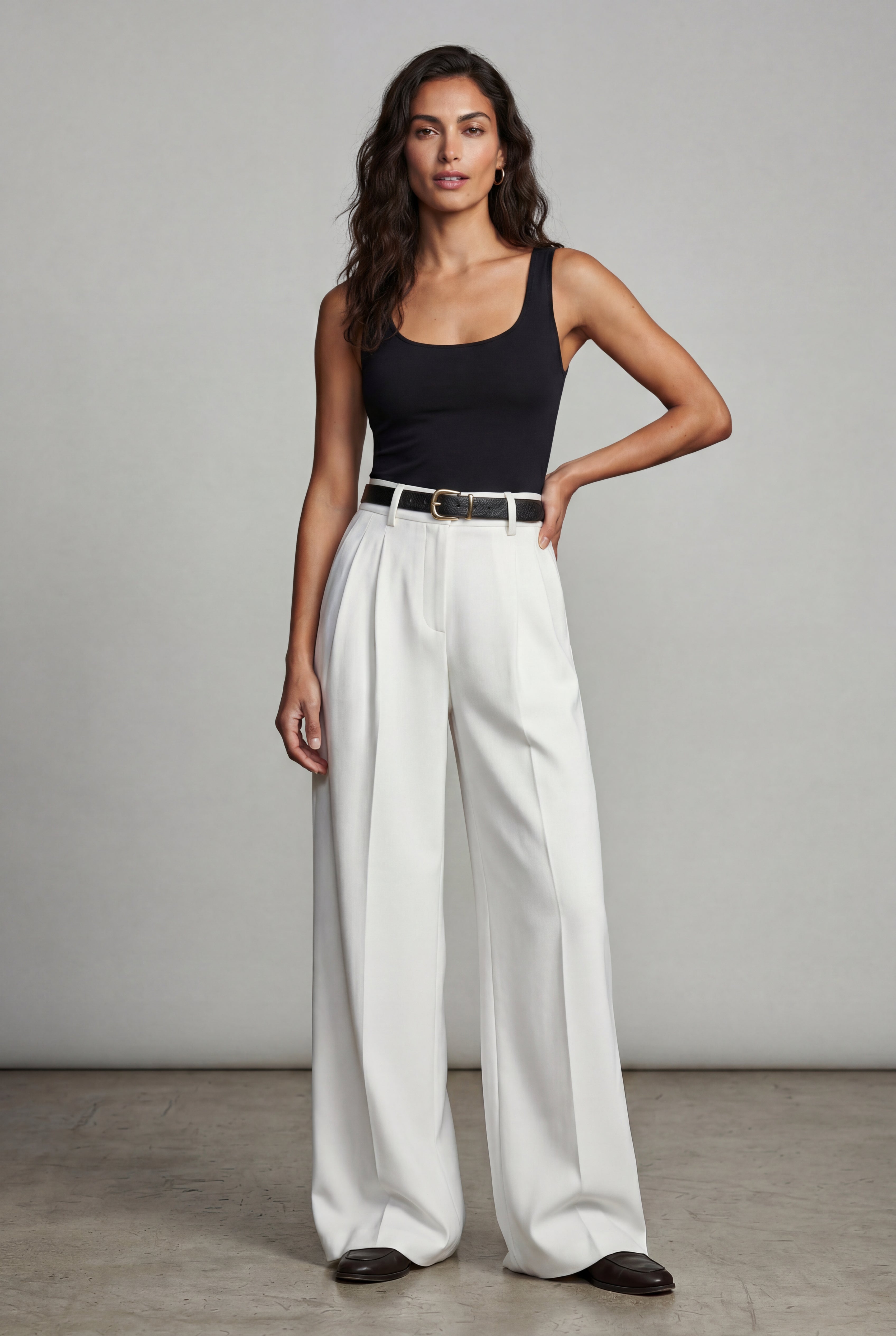 Lia | Wide-leg High-waisted Tailored Trousers with Pleats