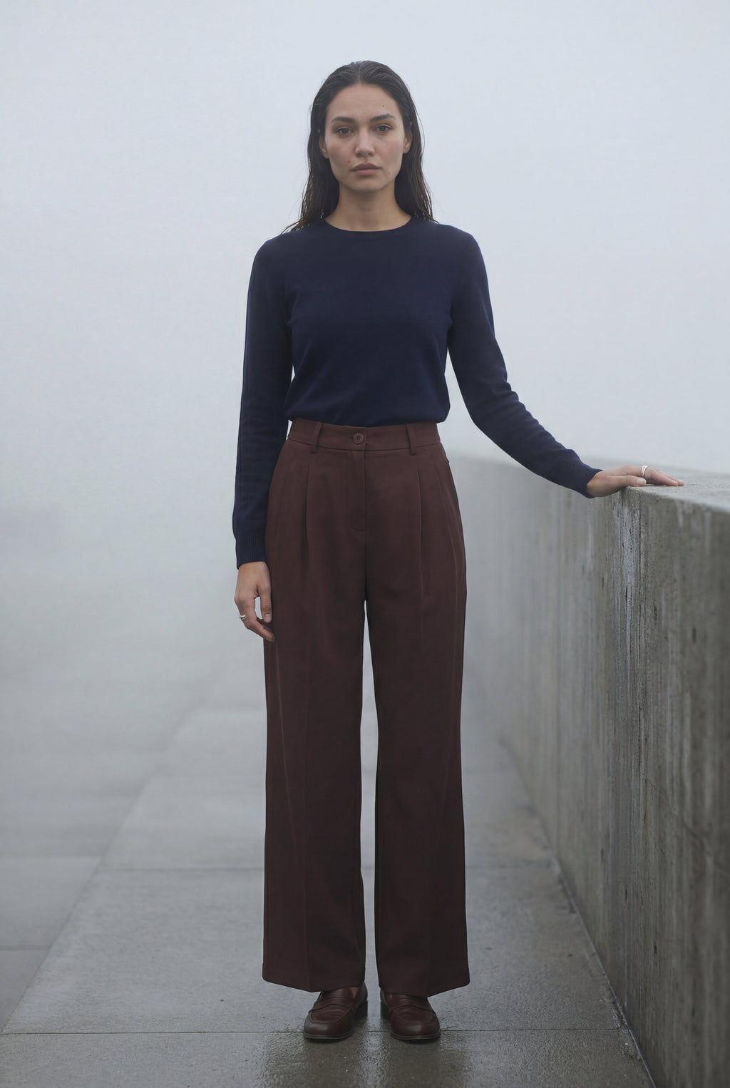 Lia | Wide-leg High-waisted Tailored Trousers with Pleats