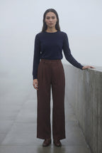 Lia | Wide-leg High-waisted Tailored Trousers with Pleats
