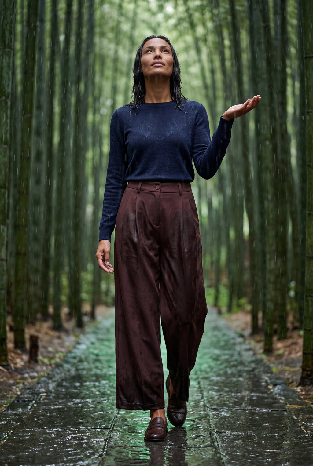 Lia | Wide-leg High-waisted Tailored Trousers with Pleats