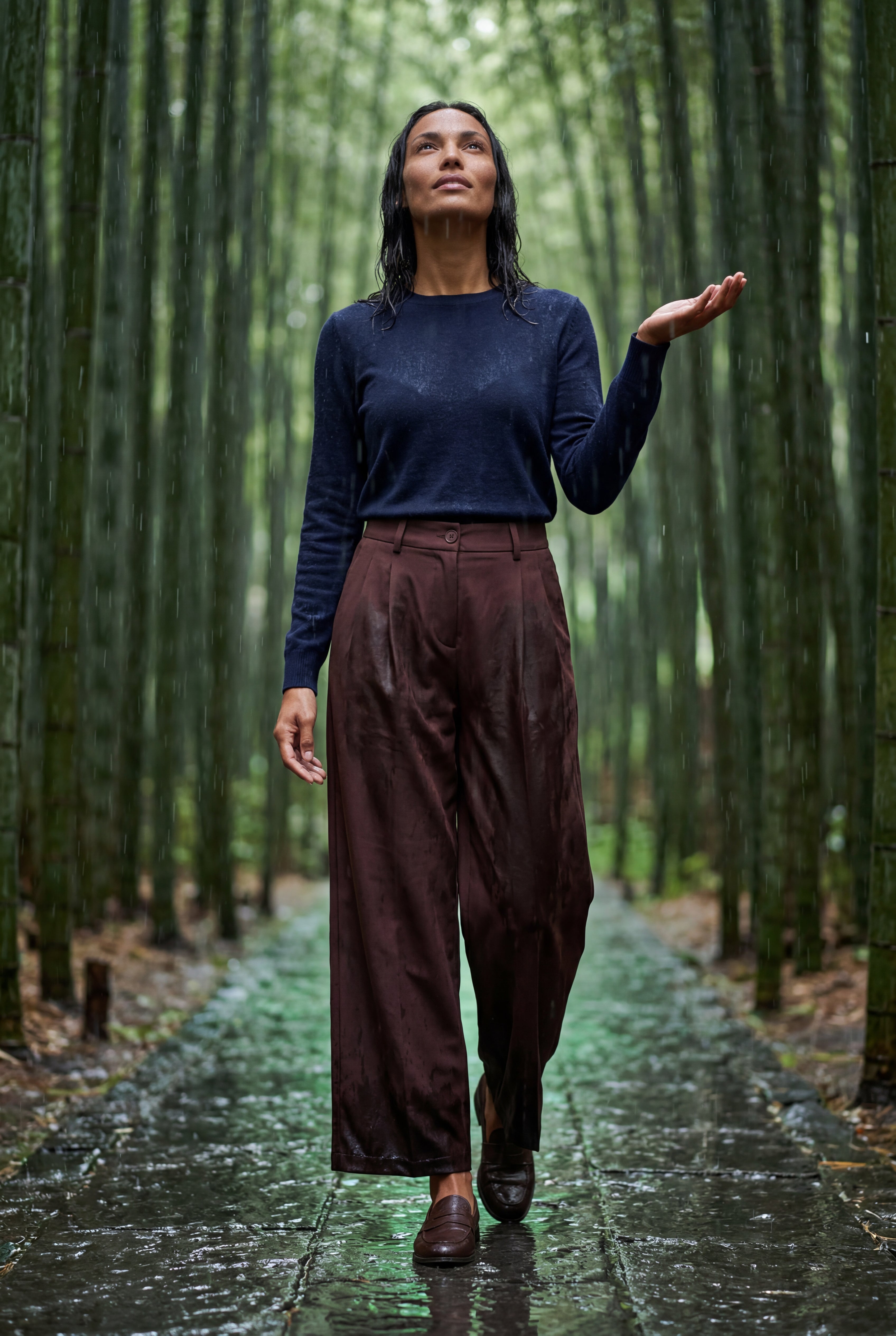 Lia | Wide-leg High-waisted Tailored Trousers with Pleats