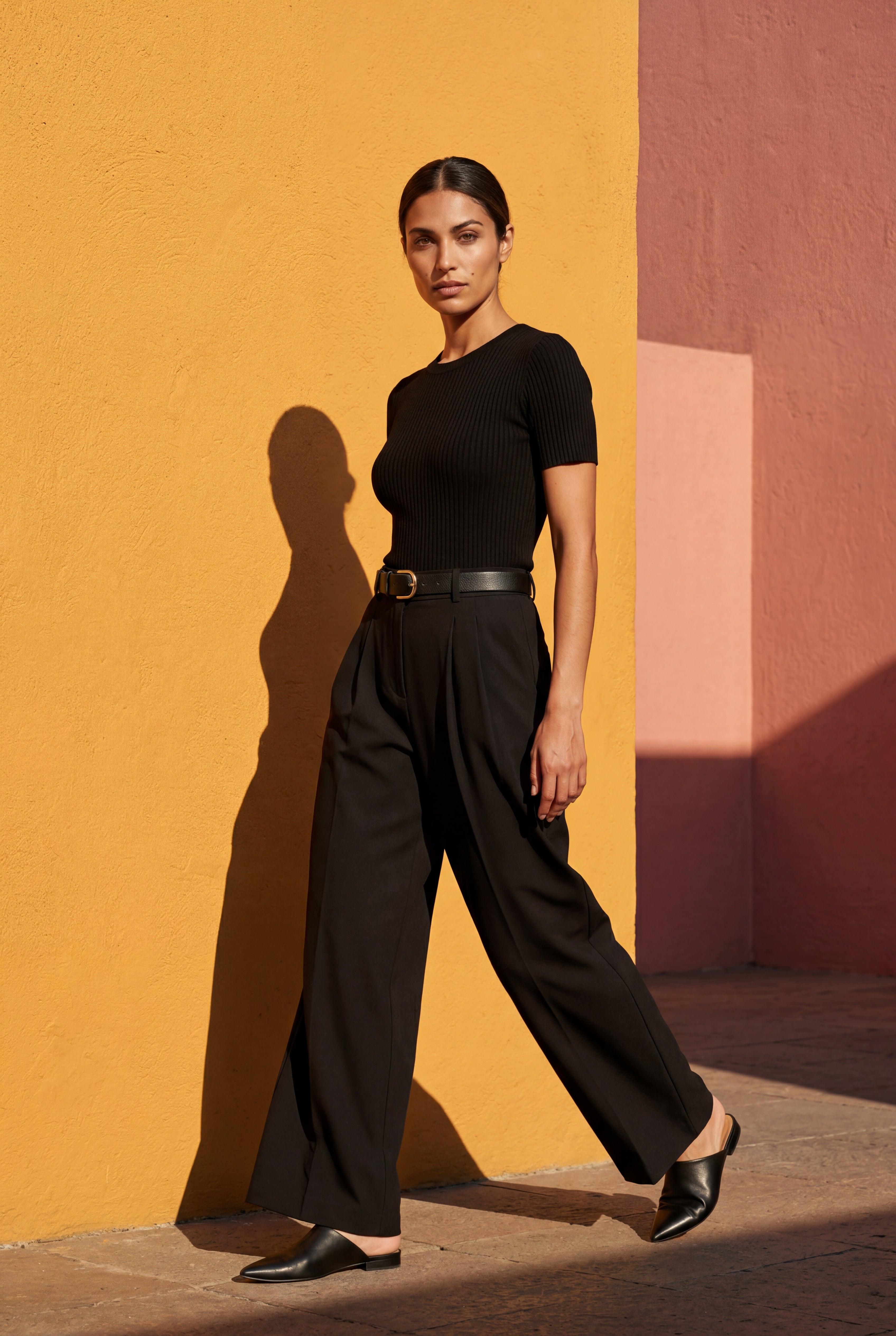 Lia | Wide-leg High-waisted Tailored Trousers with Pleats