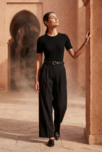 Lia | Wide-leg High-waisted Tailored Trousers with Pleats