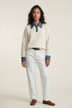 Elcevi | Contrast Collar Pullover Sweater For Women