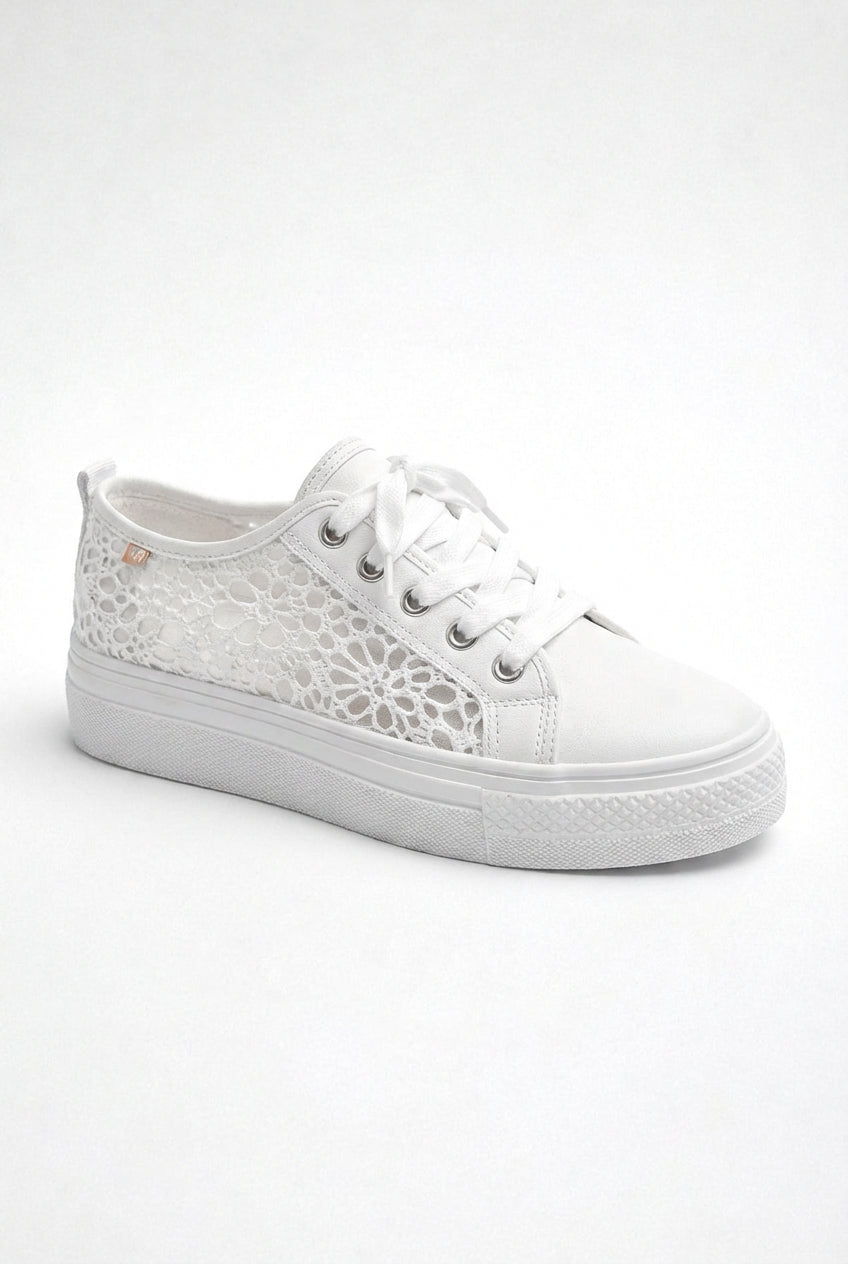 Lia | Women's Crochet Lace Platform Lace-Up Sneakers