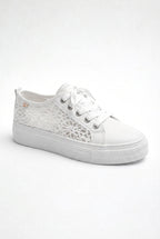 Lia | Women's Crochet Lace Platform Lace-Up Sneakers