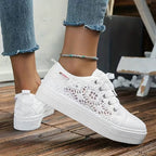 Lia | Women's Crochet Lace Platform Lace-Up Sneakers