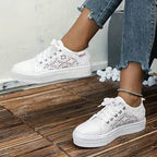 Lia | Women's Crochet Lace Platform Lace-Up Sneakers