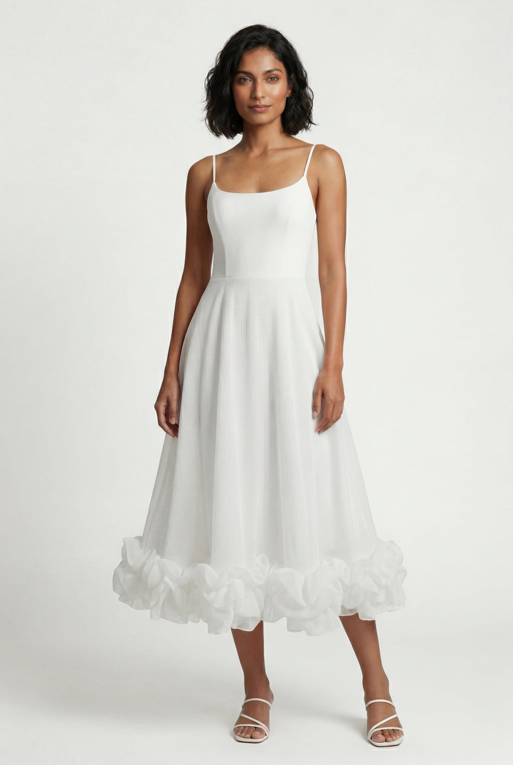 Elcevi | Ruffled Hem Fit and Flare Midi Dress For Women