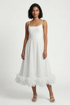 Elcevi | Ruffled Hem Fit and Flare Midi Dress For Women