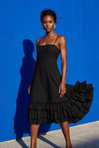 Elcevi | Ruffled Hem Fit and Flare Midi Dress For Women