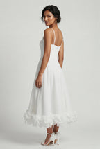 Elcevi | Ruffled Hem Fit and Flare Midi Dress For Women