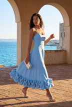 Elcevi | Ruffled Hem Fit and Flare Midi Dress For Women