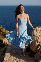 Elcevi | Ruffled Hem Fit and Flare Midi Dress For Women