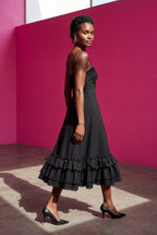 Elcevi | Ruffled Hem Fit and Flare Midi Dress For Women
