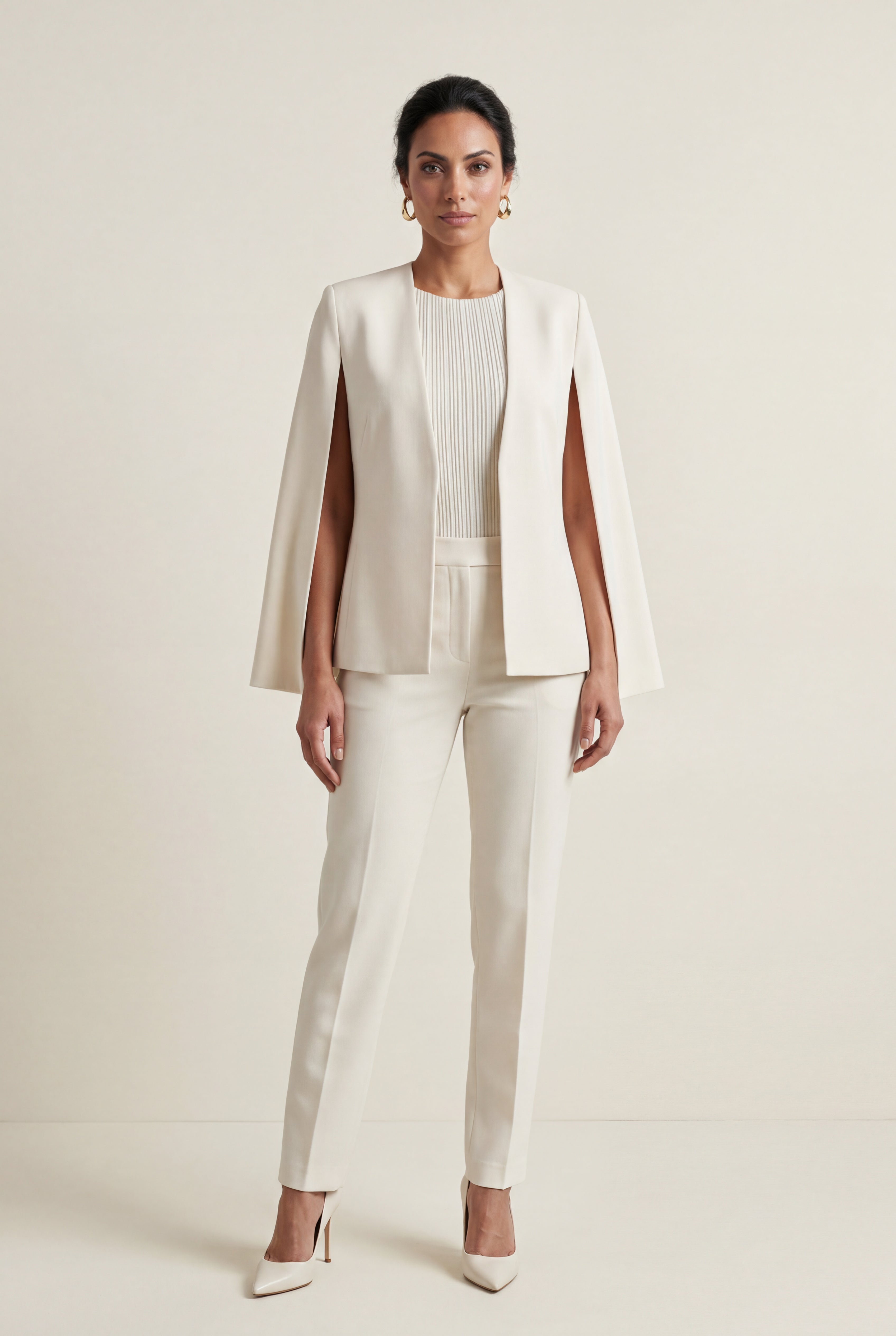 Elcevi | Tailored Cape Blazer with Open Sleeves For Women