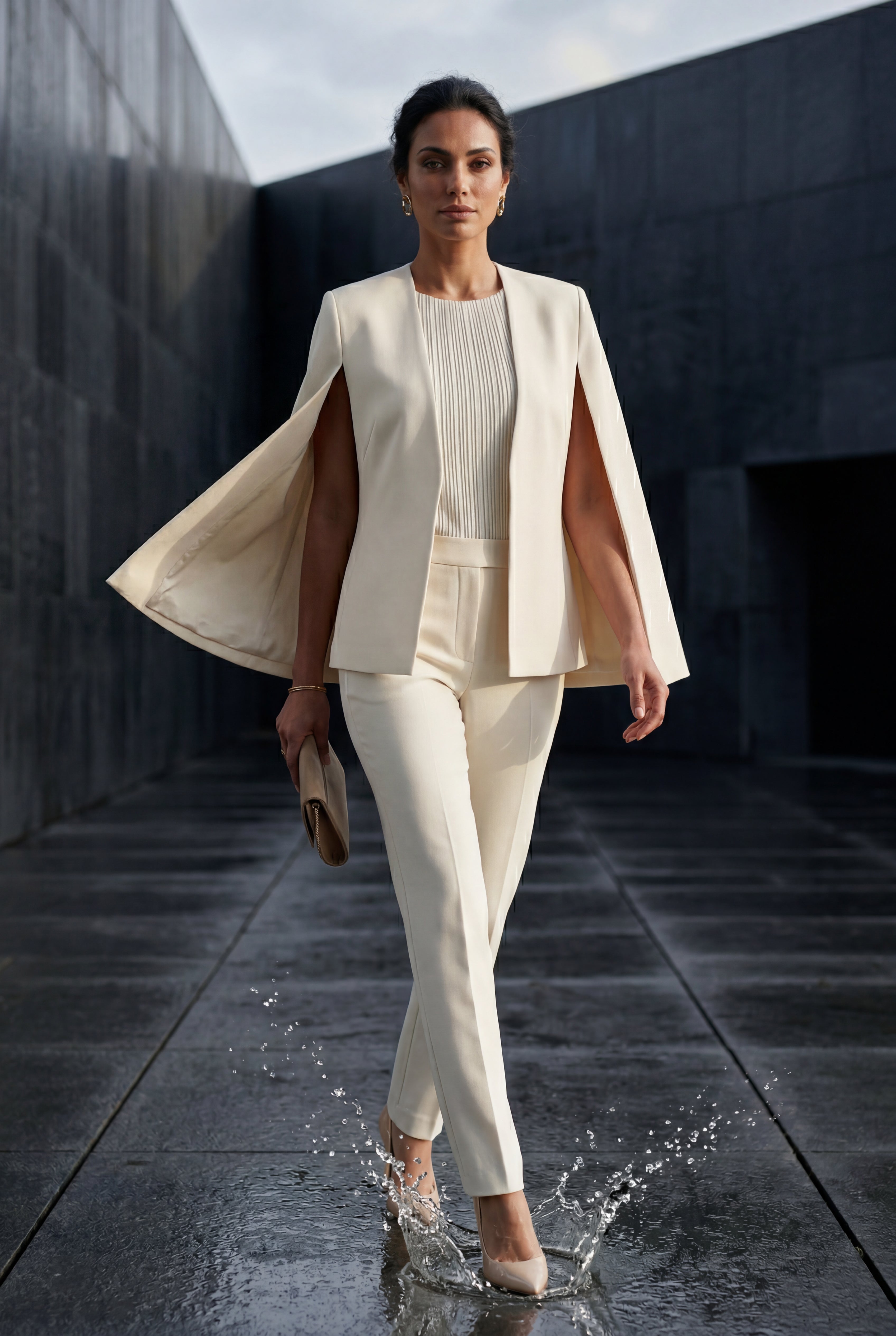 Elcevi | Tailored Cape Blazer with Open Sleeves For Women