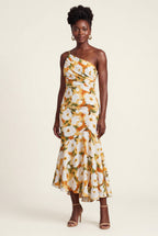Alyssa | Asymmetrical One-shoulder Floral Print Midi Dress For Women