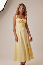 Alessia | Corset Bodice A-line Midi Dress with Sweetheart Neckline For Women
