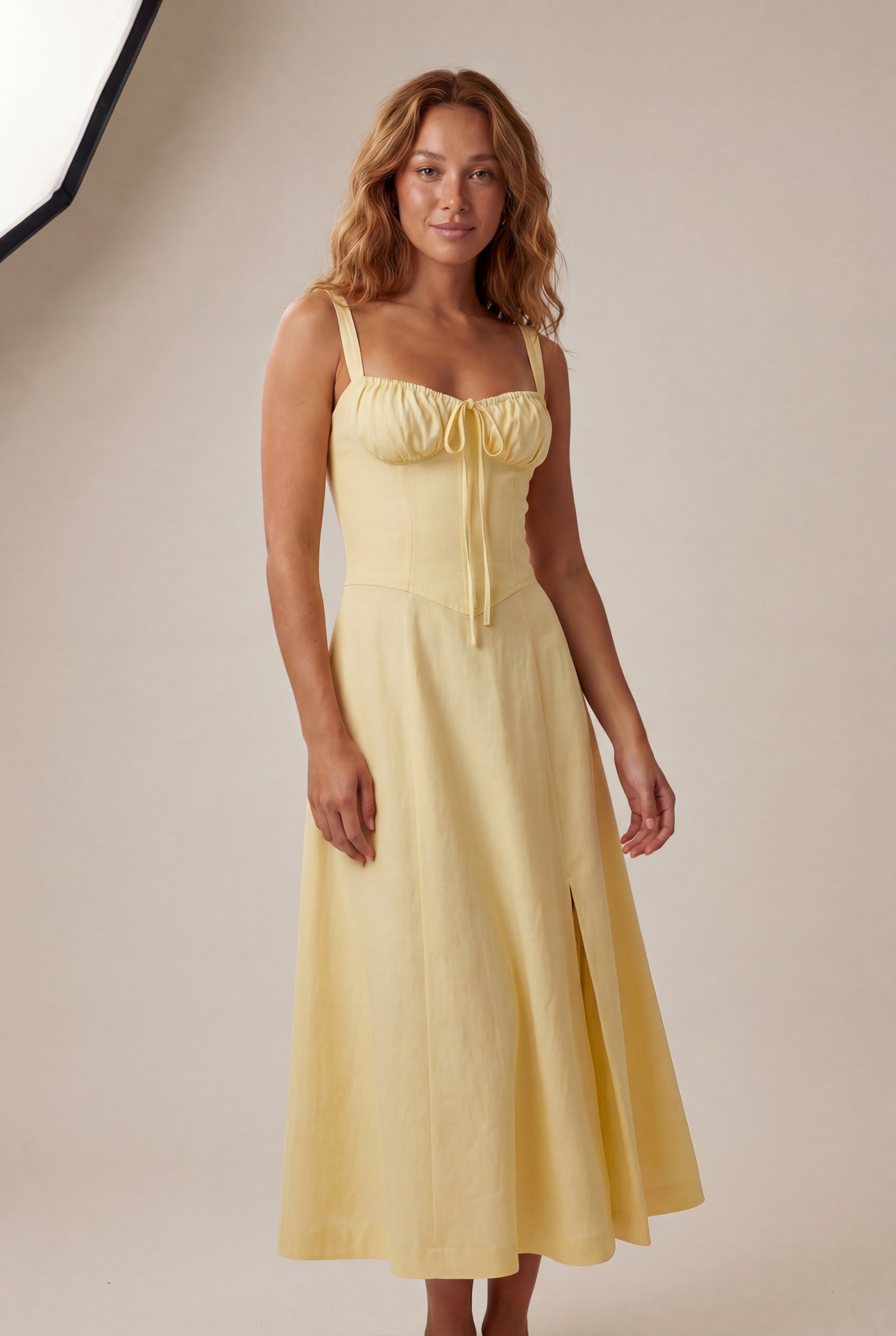 Alessia | Corset Bodice A-line Midi Dress with Sweetheart Neckline For Women
