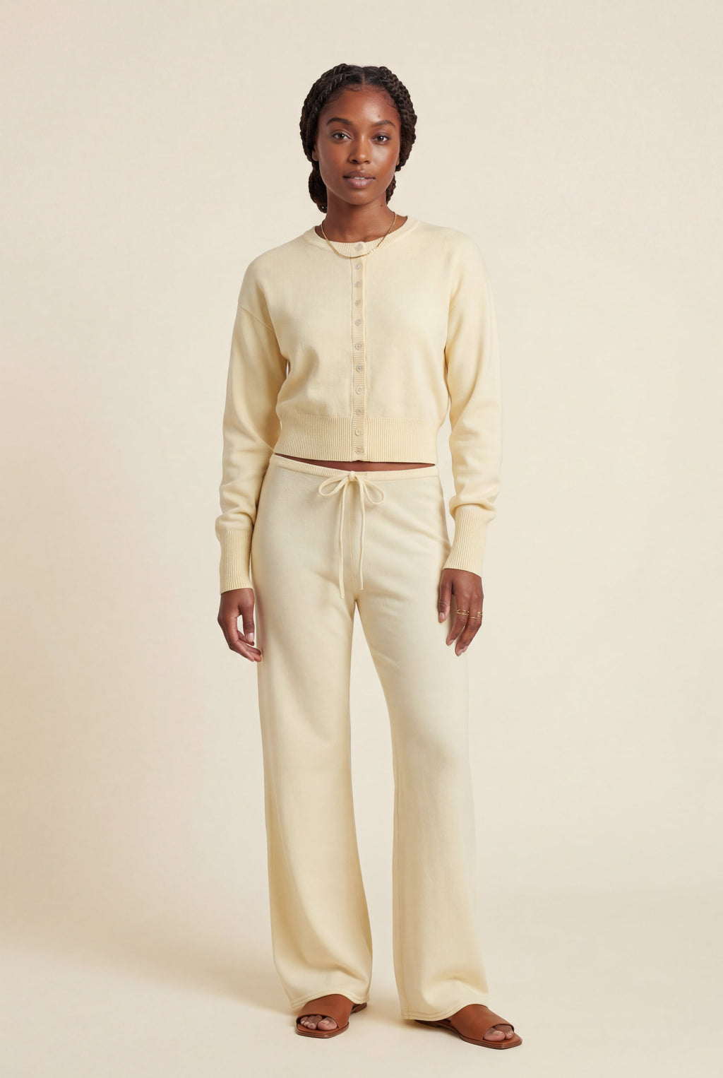 Lia | Cropped Cardigan and Wide-leg Pants Set