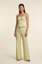Striped Halter Neck Two Piece Set with Wide Leg Pants | Elcevi